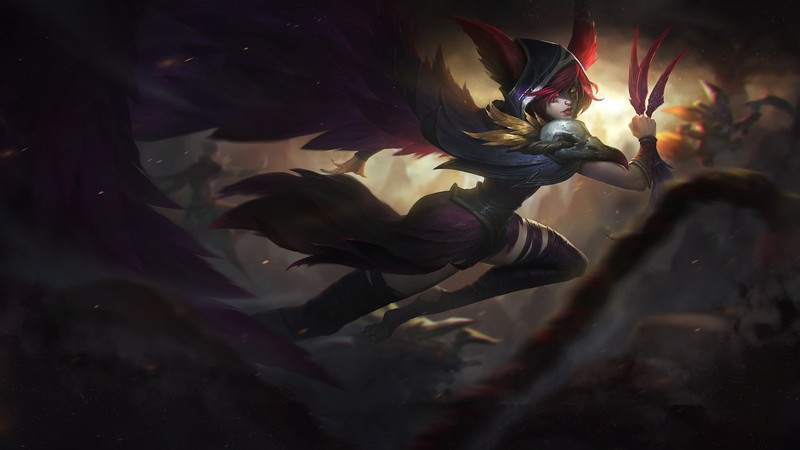 League of Legends, PC gaming, dark, fantasy art, fantasy girl, Xayah (League of Legends)
