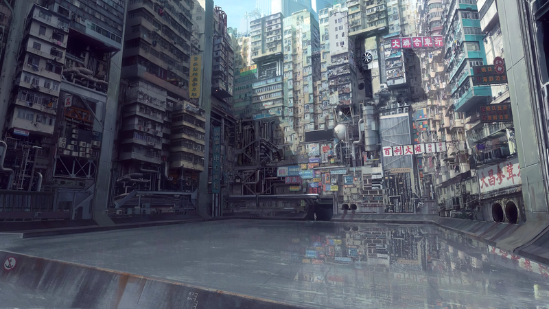 Ghost in the Shell, digital art, urban, city, water, anime, Japan