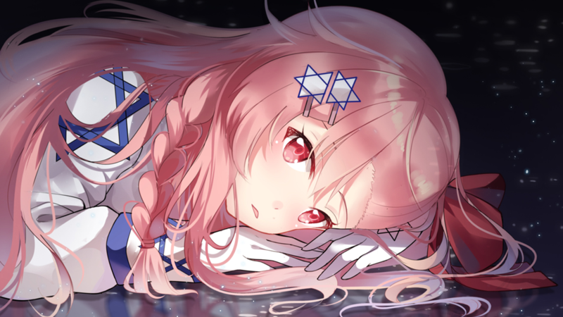 anime girls, pink hair, anime, red eyes, fantasy girl, Negev (Girls Frontline)