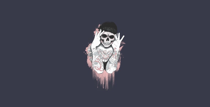 artwork, tattoo, skull, simple background