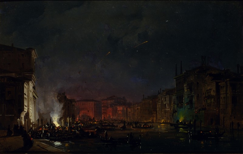 Ippolito Caffi, Venice, painting, night, romantic