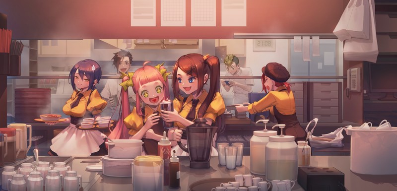 anime girls, anime boys, original characters, anime, artwork, digital art, 2D, illustration, drawing