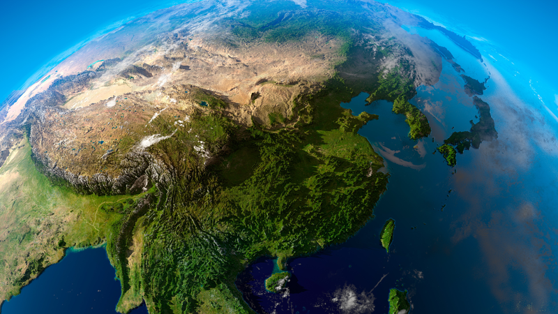 Asia, map, topography, Earth, aerial