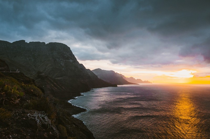 landscape, water, Wales, mountains, sunset, sea, clouds