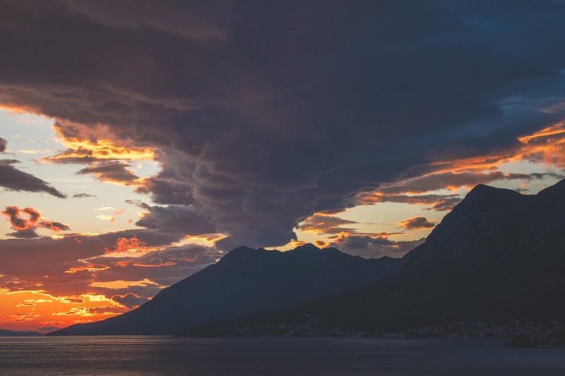 Croatia, Mediterranean, coast, nature, sea side, mountains, sunset, clouds, landscape