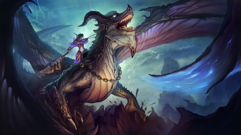 creature, fantasy art, dragon, fantasy girl, artwork, World of Warcraft
