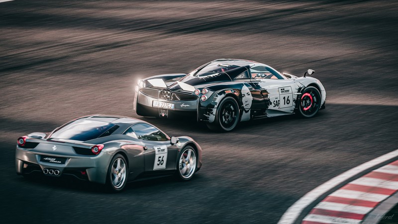 brake, brakes, Pagani, Pagani Huayra, Ferrari, Ferrari 458, race tracks, asphalt, Gran Turismo, Gran Turismo Sport, PlayStation, PlayStation 4, brake glow