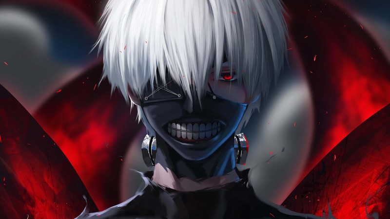 anime, Tokyo Ghoul, face, mask, red eyes