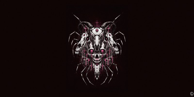 skull, horror, artwork, simple background, creepy