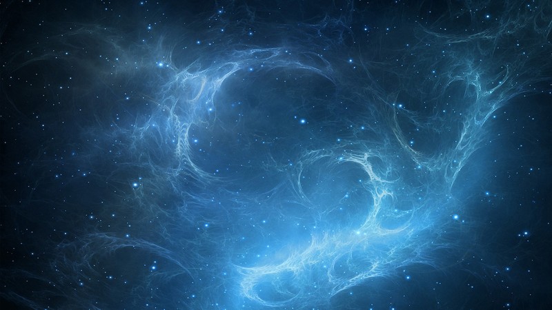 abstract, 3D, blue, space, Funerium, stars, galaxy
