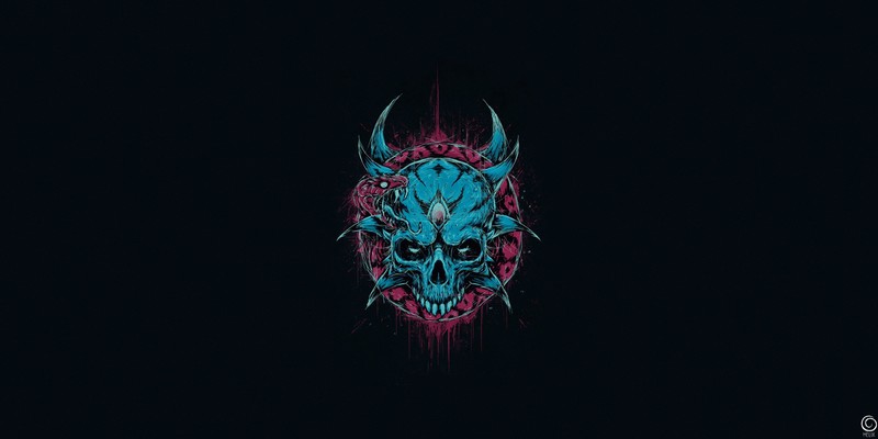 artwork, skull, simple background, Bogdan Timchenko