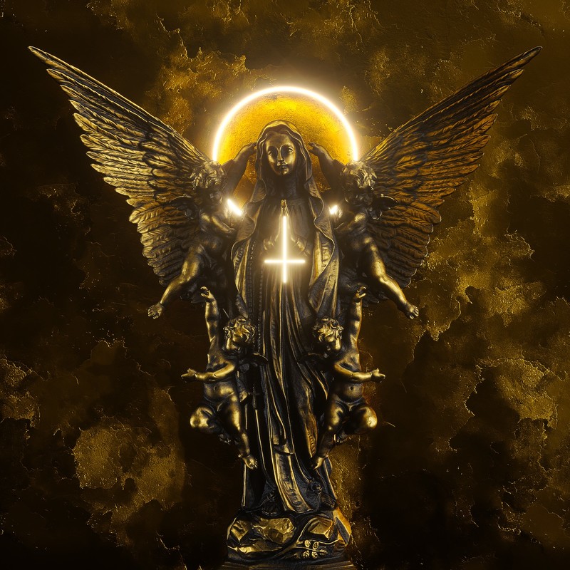 billelis, skull, cult, gold, 3D, artwork, digital