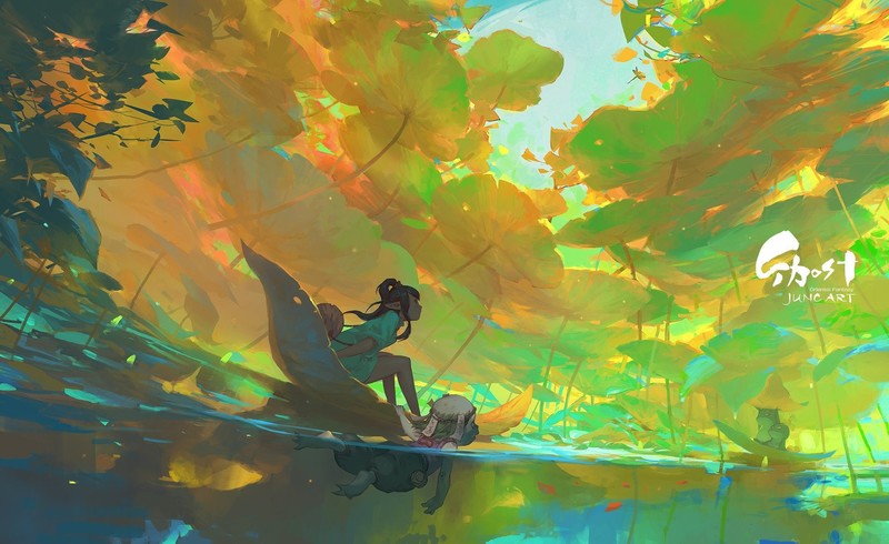 artwork, fantasy art, sea, water, underwater, plants, forest, nature, women