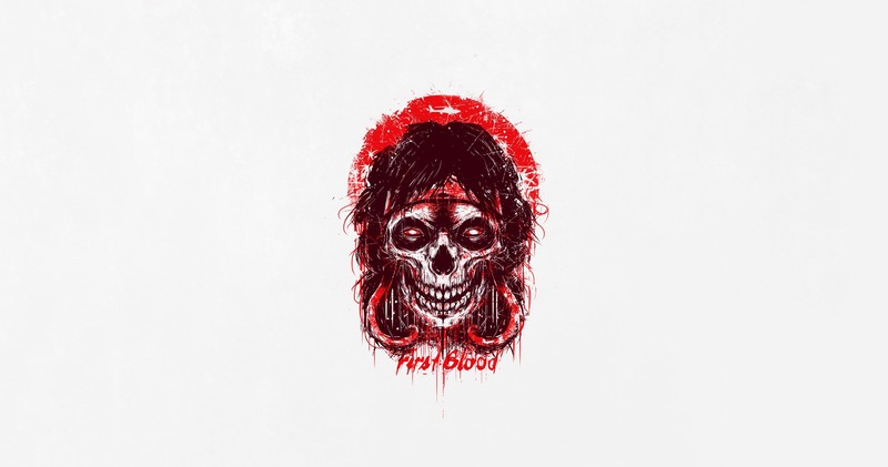 skull, movies, Rambo, simple background, artwork, white background, frontal view
