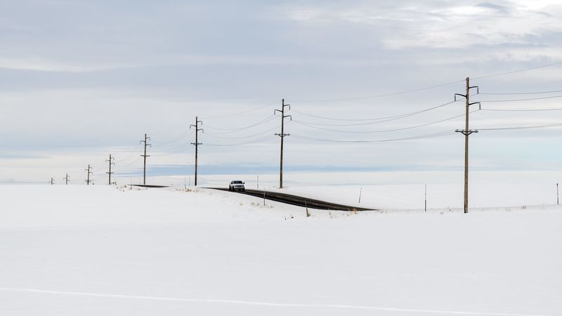 road, car, winter, minimalism, snow, movement, 4k