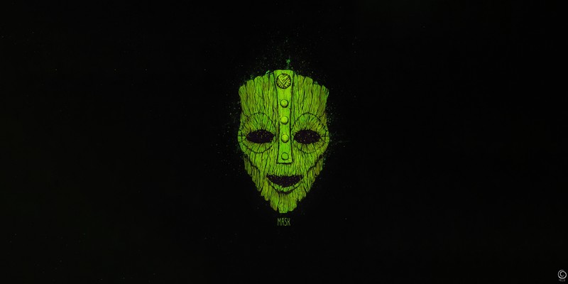 artwork, mask, simple background, The Mask, green
