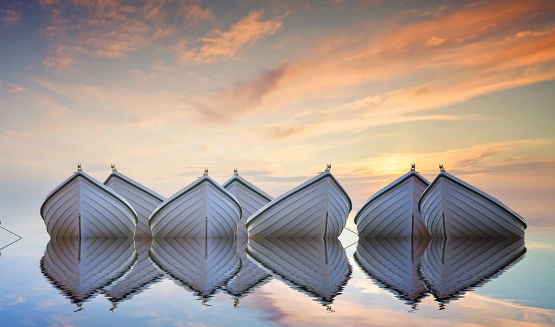 water, sky, boat, vehicle, outdoors, reflection