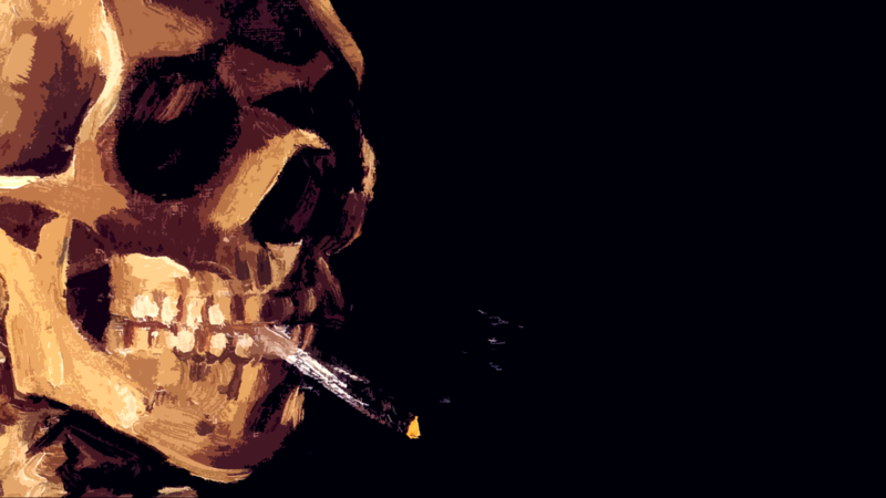 Vincent van Gogh, classic art, digital, skeleton, smoking, cigarettes, skull, painting