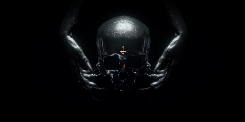billelis, dark, minimalism, skull, 3D graphics, 3D