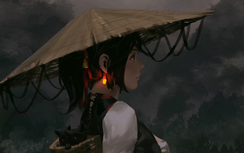 artwork, digital art, fantasy art, fantasy girl, hat, women, GUWEIZ