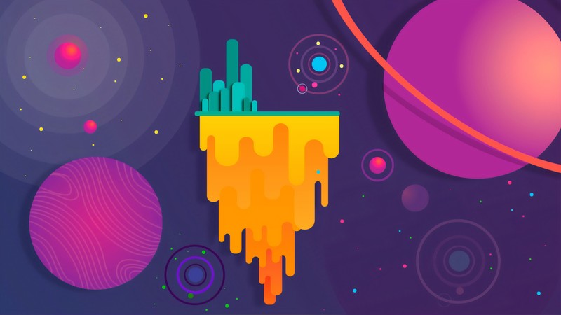 digital, digital art, artwork, illustration, minimalism, vector, vector art, vector graphics, space, space art, spacescapes, planet, stars, Solar System, Flatdesign, science fiction, shooting stars, rings, planetary rings, galaxy, abstract, astronomy