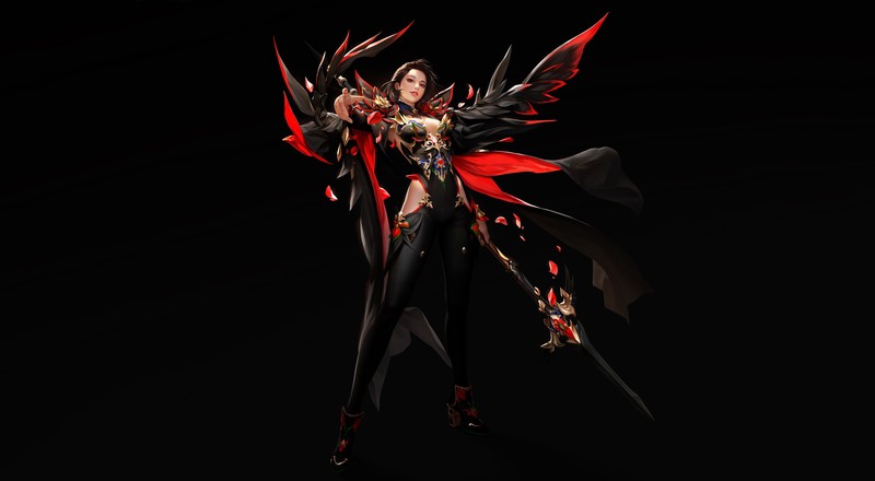 simple background, black background, fantasy girl, fantasy art