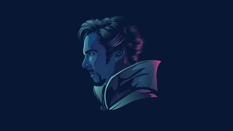 digital, digital art, artwork, illustration, character design, fictional, fictional character, comics, superhero, simple, simple background, vector art, vector graphics, Dr. Strange, wizard, Stephen Strange, Vectto, minimalism, Marvel Comics, Marvel Cinematic Universe