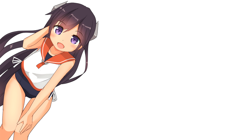 anime, manga, anime girls, looking at viewer, simple background, Kantai Collection, i-400 (KanColle), schoolgirl, school swimsuit, sailor uniform, white background