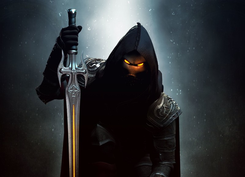 sword, glowing eyes, fantasy art, artwork