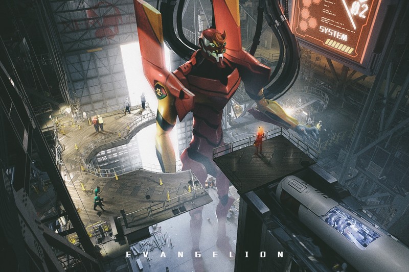 Neon Genesis Evangelion, mech, EVA Unit 02, anime girls, Asuka Langley Soryu