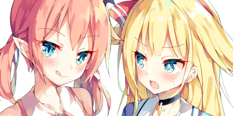 anime, anime girls, blonde, redhead