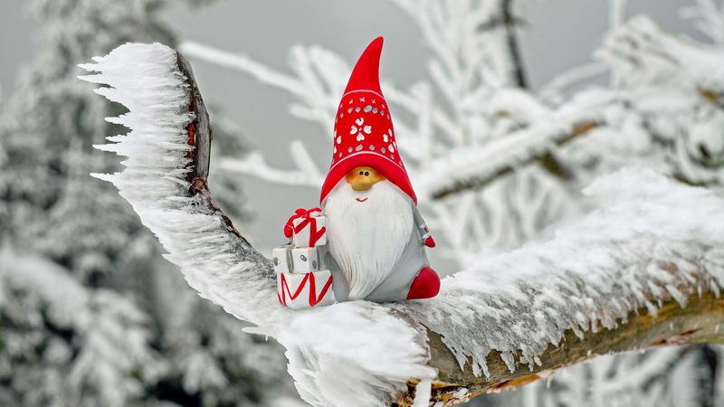 santa claus, new year, figurine, christmas, snow, ice, toy, 4k