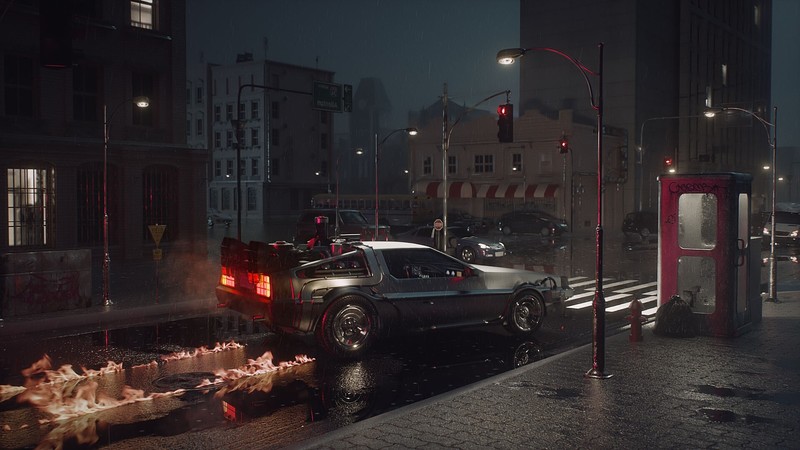 car, vehicle, digital art, DeLorean, Time Machine, Back to the Future