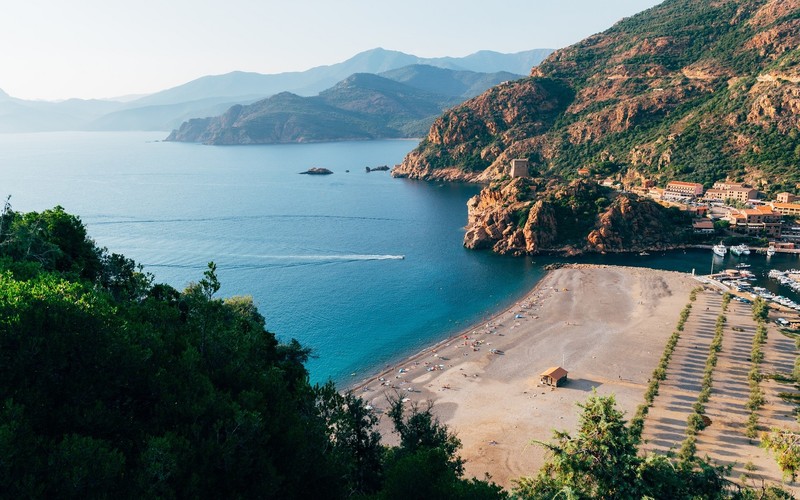 Corsica, nature, sea, beach, hill, landscape, bay