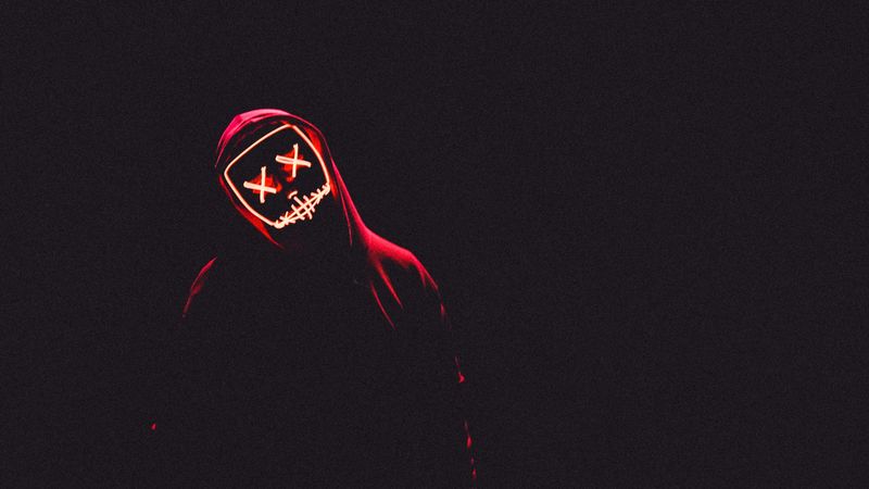 mask, hood, anonymous, dark, man, light, 4k