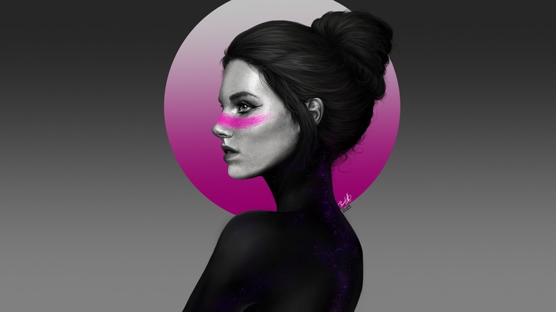 women, simple background, artwork, portrait, face