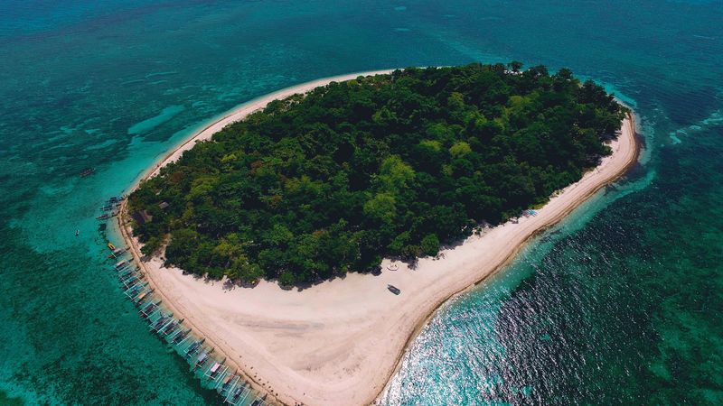 island, ocean, aerial view, tropics, sea, philippines, 4k