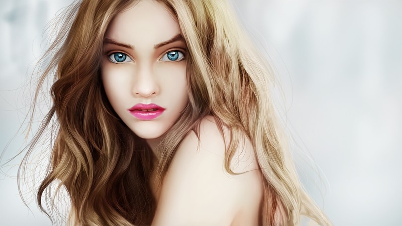 women, face, portrait, artwork, brunette