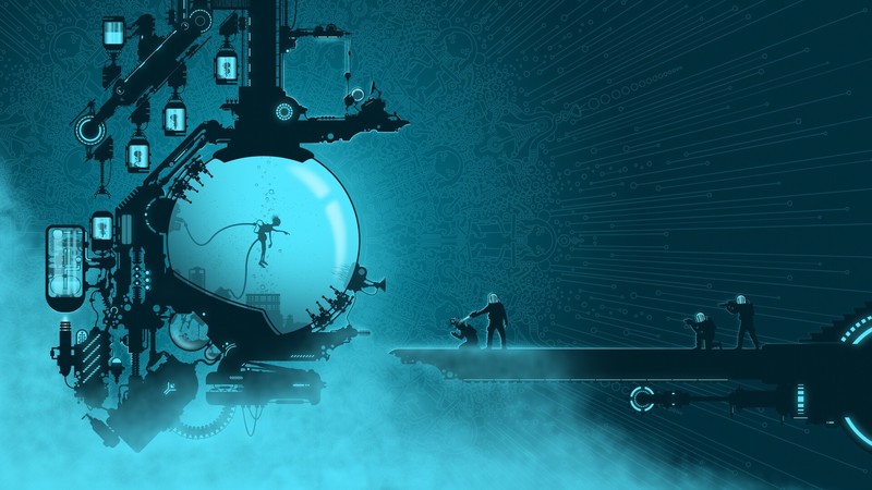 digital art, science fiction, artwork, cyan