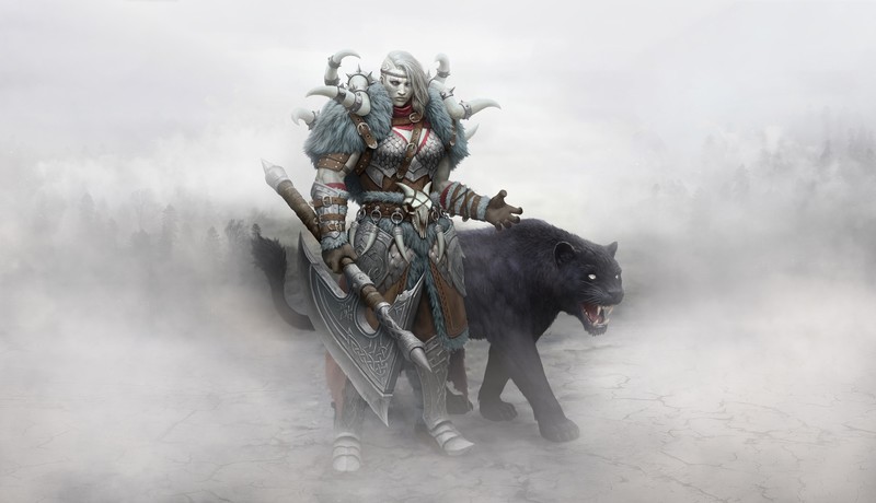 artwork, creature, big cats, fantasy art, fantasy girl