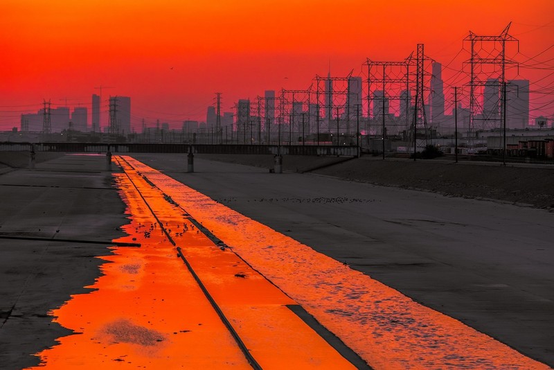 city, power lines, cityscape, Los Angeles, Los Angeles River, Maywood, CA, South Atlantic Blvd Overpass, Natasha Masharova
