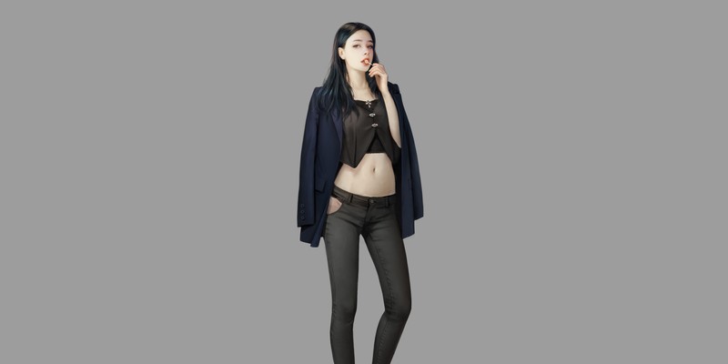simple background, women, artwork, lollipop, belly, belly button, innie navel