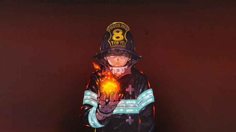 artwork, digital art, fire, firefighers, Tokyo, Enen no Shouboutai, Shinra Kusakabe