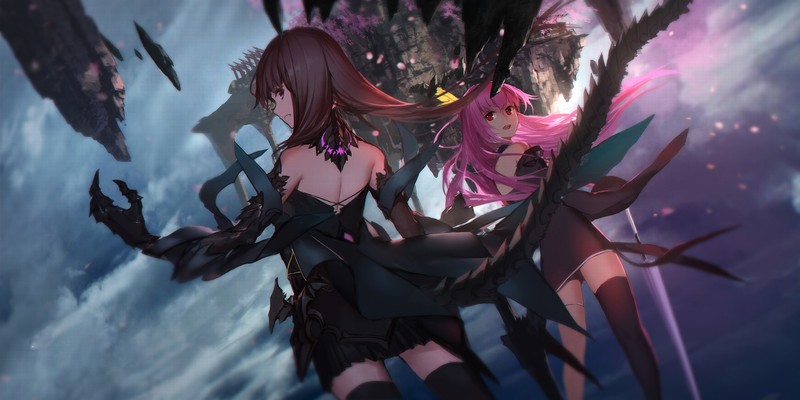 anime girls, anime, tail