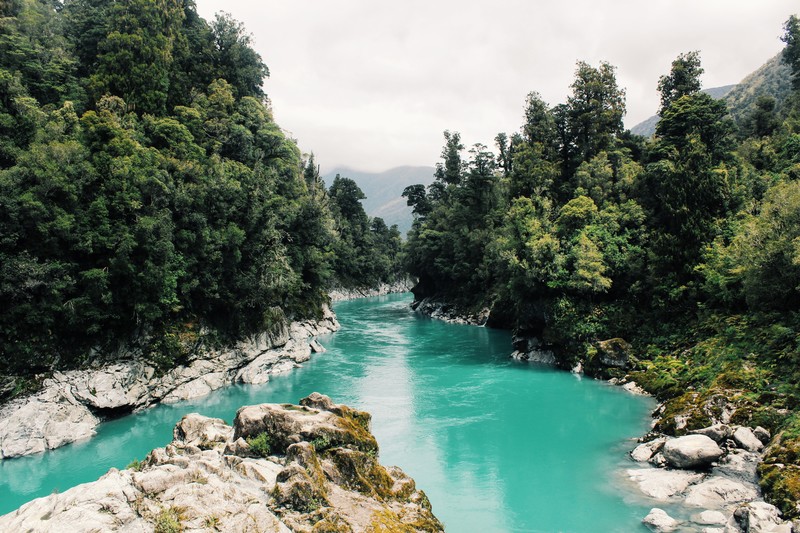 nature, trees, river, rocks, turquoise, landscape