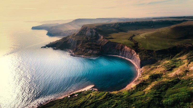 sea, water, nature, cliff, bay, coast, aerial view, landscape