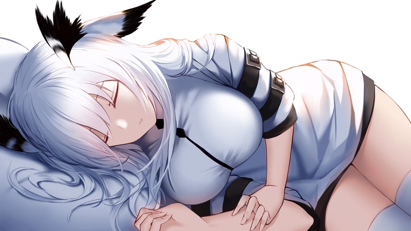 anime, anime girls, digital art, artwork, portrait, simple background, long hair, white hair