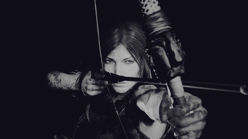 Lara Croft, Shadow of the Tomb Raider, PC gaming, screen shot, Nvidia Ansel, video game characters, monochrome