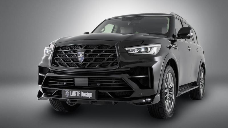 infiniti qx80, infiniti, black, headlight, side view, 4k