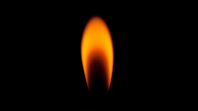 fire, wick, flame, dark, 4k